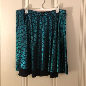 Mermaid Scale Skater Skirt Plus Size 2XL